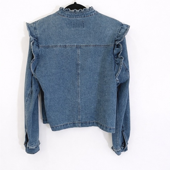 Feminine Ruffled Denim Jacket - Perfect for Spring! - Picture 3 of 3